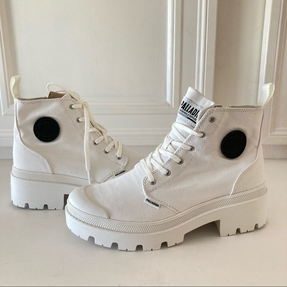 Palladium Twill White combat Boots